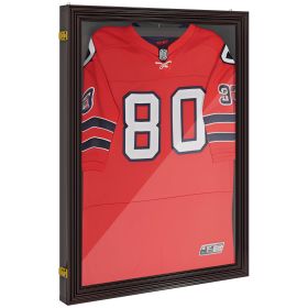 26" x 35" Shadow Box Frame, UV-Resistant Jersey Display Case with T-shirt Hanger and 2 Keys, Brown