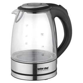 Better Chef 1500W 7-Cup Cordless Electric Borosilicate Glass Kettle with 360 Degree Swivel Base