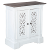 Sunset Trading Cottage Solid Wood Accent Cabinet | Two Doors with Storage | Distressed White/Driftwood Brown | Fully Assembled Deco Hall Table