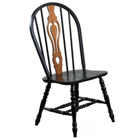 Sunset Trading Black Cherry Selections Keyhole Windsor Dining Side Chairs | Antique Black Cherry Distressed Solid Wood | Set of 2 | Fully Assembled