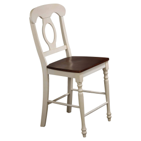 Sunset Trading Andrews Napoleon Barstool | Antique White and Chestnut Brown | Set of 2