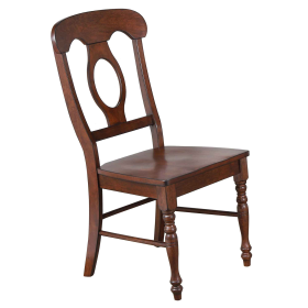 Sunset Trading Andrews Napoleon Dining Side Chair | Chestnut Brown Solid Wood | Set of 2