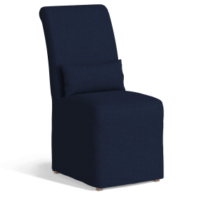 Sunset Trading Newport Slipcovered Dining Chair | Performance Fabric Washable Water-Resistant Stain-Proof | Navy Blue