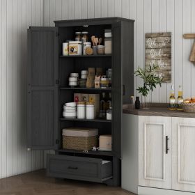 69" Tall Farmhouse Kitchen Pantry Cabinet with 2 Doors