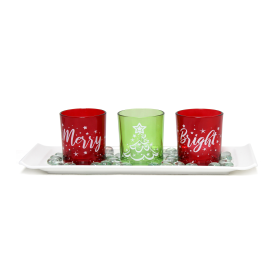 Elegant Designs Merry & Bright Christmas Candle Set of 3