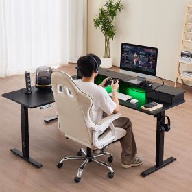 L Shaped Desk Electric Adjustable Height Corner Gaming Desk W/ Light Strip