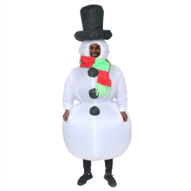 Christmas Snowman Inflatable Costume Blow Up Snowman Costume Fancy Snowman Dress  Jumpsuit Halloween Cosplay Outfit Gift-Only Supports Self-pickup.