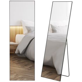 Full Length Glass Mirror, Freestanding or Wall Mounted Dress Mirror for Bedroom, Living Room, Bathroom, 19.75" x 63.5", Black