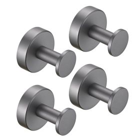 Round Base Wall Hanging Coat Hook With Screws- Gun Grey Towel Hook, 4 Pack, For Entry Shoe Cabinet, Wardrobe Bathroom Bedroom Furniture Hardware