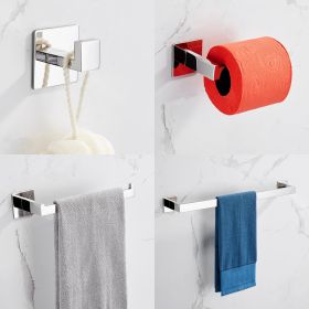 Strong Adhesive 4 Pieces Bathroom Accessories Set Without Drilling Silver Brushed Towel Bar Set Holder Rack Hook Tissue Toilet Paper Holder Rustproof