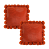 Rust Ribbed Pillow Covers with Pom Poms Soft Decorative Cushion Cases for Sofa, BedHome Dcor