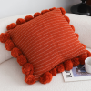 Rust Ribbed Pillow Covers with Pom Poms Soft Decorative Cushion Cases for Sofa, BedHome Dcor
