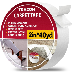 Carpet Tape Double Sided 2 In x 120 Ft (40 Yards) Rug Tape Grippers for Hardwood Floors and Area Rugs Carpet Binding Tape Strong Adhesive and Removabl