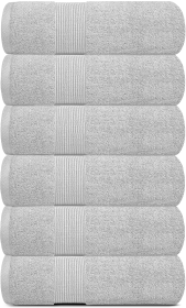 Resort Collection Soft Hand Towels 16x27 inch Luxury Hotel Plush & Absorbent Cotton Hand Towel 6 Pack Dolphin Grey