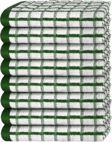 Premium Dish Towels for Kitchen with Hanging Loop 8 Pack Heavy Duty Absorbent 100% Cotton 410 GSM Terry Kitchen Towels 16x26 inch Green