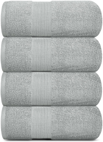 Resort Collection Soft Bath Towels 28x55 inch Luxury Hotel Plush Absorbent Cotton Bath Towel Large 4 Pack Dolphin Grey