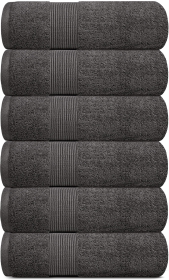 Resort Collection Soft Hand Towels 16x27 inch Luxury Hotel Plush & Absorbent Cotton Hand Towel 6 Pack Charcoal