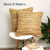 Jute Throw Pillow Covers Braided Decorative Pillow Covers Farmhouse Accent Pillows for Couch Living Room Decor 18x18 inch Natural 2Pc