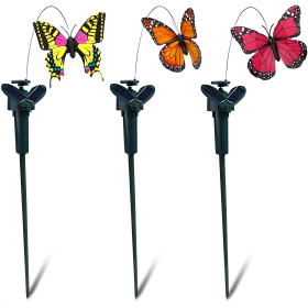 3 Pcs Fluttering Solar Butterfly Garden Stakes Moving Butterfly Decorations with Solar Butterflies Easy Installation Waterproof Outside Decor Stakes T
