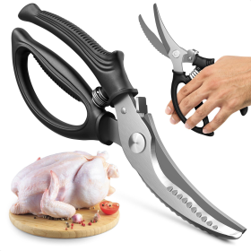 Heavy Duty Poultry Shears Stainless Steel Meat Scissors Heavy Duty Ergonomic Kitchen Shears for Food Vegetables Seafood & Bones High Wear Resistance &