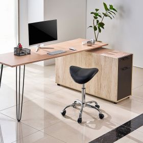 Saddle Stool With Wheels, 450 LBS Weight Capacity Ergonomic Rolling Stool, Height Adjustable Thickened PU Leather Swivel Saddle Chair For Salon, Spa,