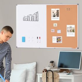 48'x 36' Whiteboard & Cork Board Combo With Aluminum Frame â€“ 2-in-1 Magnetic Dry Erase Bulletin Board For Wall Mount â€“ Ideal For School, Home, Off