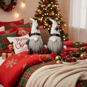 2PCS Set Christmas Gnome Table Decor 10.2x5.5x23.5in Charming Fabri Gnomes With White Hats Festive Perfect For Unique Seasonal Decoration Ideal For Ho