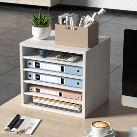 Literature Organizers, 5 Compartments Office Mailbox With Adjustable Shelves, Wood Literature Sorter 13.9x12x13 Inches For Office, Home, Classroom, Ma