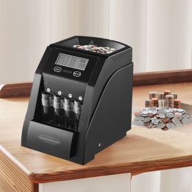 USD Coin Sorter With LCD Screen Display Holds Up To 200 Coins 4 Coin Tubes