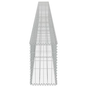 vidaXL Gabion Wall with Covers Galvanized Steel 236"x11.8"x19.7"