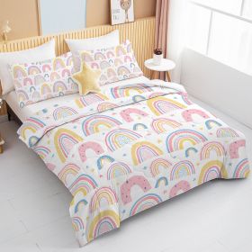 Rainbow Pattern Comforter Set For Women Pink And Yellow Rainbow Star Comforter 3 Piece With 2 Pillow Shams 1 Comforter And 2 Pillow Shams  Twin Full Q