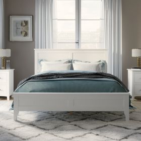 Modern White Solid Wood Queen Platform Bed