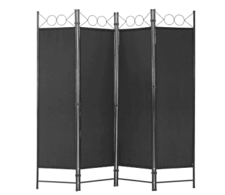 4 Panel Partition Room Divider, Folding Privacy Screen, Freestanding Partition With Steel Frame, Easy Move