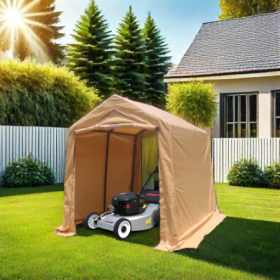 7x12ft Outdoor Portable Gazebo Storage Shelter Shed With 2 Roll Up Zipper Doors & Vents Carport For Motorcycle Waterproof And UV Resistant Anti-Snow P