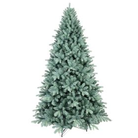 Dropship Artificial 8ft Blue Green Tint Christmas Tree With 2458 PE PVC Mixed Branch Tips, Memory Wire Iron Wire, Hinged Premium & Foldable Base For I