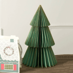 Green Handmade Paper Tree 6.5inch Dia X 11inch H - Festive Decor