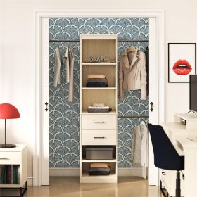Kelly 5 Shelf 2 Drawer Closet Organizer With 3 Adjustable Hanging Rods