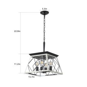4-Light Farmhouse Chandeliers For Dining Room White No Bulbs