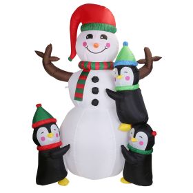 1Pc 5.9FT Christmas Inflatable Outdoor Decoration Snowman Penguin Blow Up Yard Decoration With LED Light Built-in Air Blower For Winter Holiday Xmas G