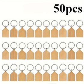 50 Wooden Keychain House-Shaped Key Tags - Laser Engraved DIY Crafts, Natural Wood Key Organizer, Unique Home Decoration, Valentine's Day Gift, Perfec