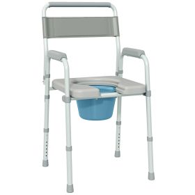 Bedside Commode Chair for Seniors, Adults, Handicap, Raised Toilet Seat with Arm, Adjustable Height, 331 lbs, Gray