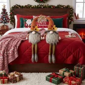 2PCS Set Christmas Gnome Decorations 5.5x3.5x20.5in Fabric Sitting Gnomes With Orange Hat & Maple Leaf Ideal For Fall Harvest & Thanksgiving Decor