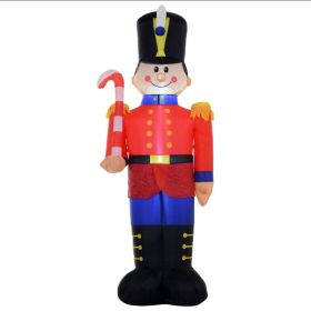 6ft Christmas Inflatable Nutcracker Toy Soldier With Candy Cane, Outdoor Blow-Up Yard Decoration With LED Lights Display