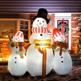 8.2' Inflatable Three Stacked Snowmen w/ LED Lights