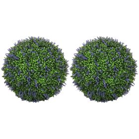 2 Pack Artificial Plant Lavender Topiary Balls, 16.5 Inch