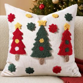 Christmas Tufted Pillow Cover 18x18 Inch, Three Trees