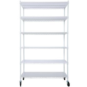 6 Tier 6000lbs Capacity NSF Metal Shelf Wire Shelving Unit, Heavy Duty Adjustable Storage Rack With Wheels  Shelf Liners For Commercial Grade Utility
