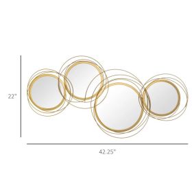 Ircle Mirror For Wall, Modern Metal Wall Art For Living Room, Bedroom And Dining Room, Gold