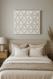 White Square Shape Handcrafted MDF Wall Decor 16inchx16inch Elegant Home Accent