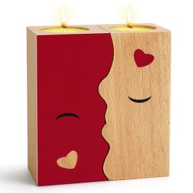 2PCS Set Kissing Candle Holder For Him Him Best Friend Romantic Anniversary Gift For Women Girls Wooden Candle Holder
